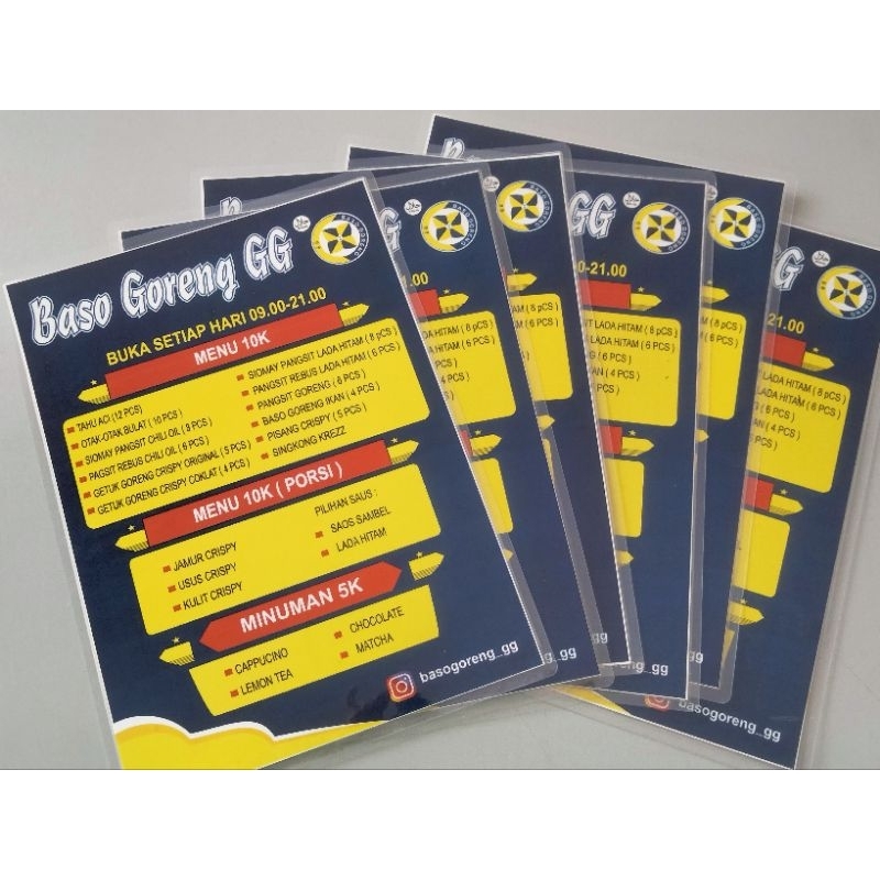 

Daftar Menu + Laminating Tebel