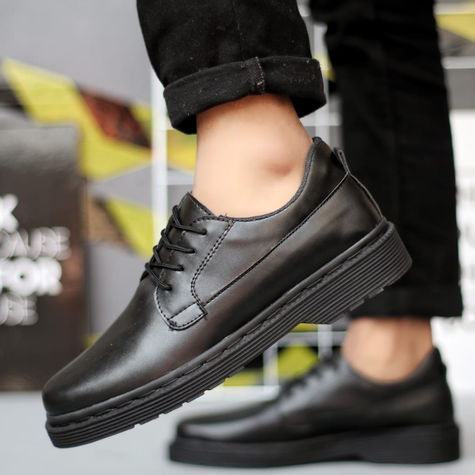 Sepatu Docmart Low Boots Fullblack Formal Pria