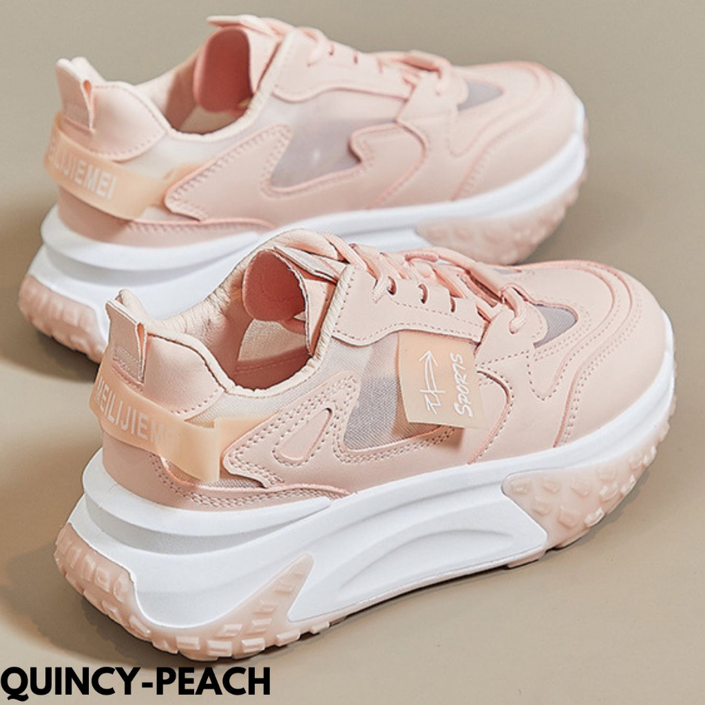 SEPATU SNEAKERS WANITA HIGHCUT KEREN NYAMAN BAGUS BAHAN PU IMPORT QUINCY