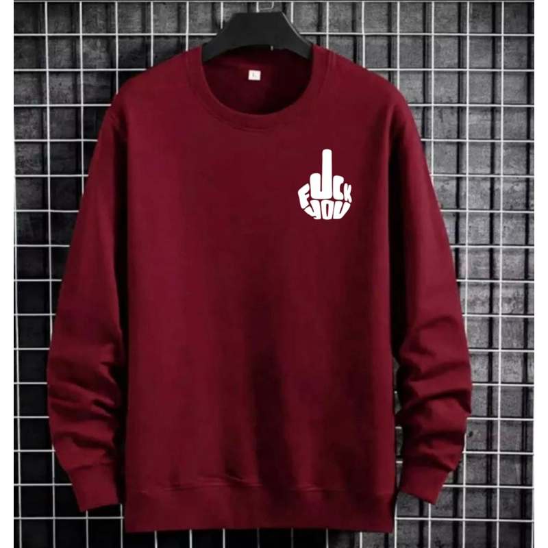 Sweater tshirt pria lengan panjang sweatshirt cowok fleece atasan laki dewasa f you