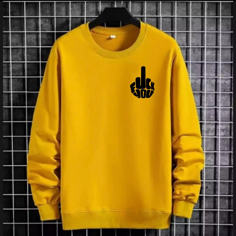 Sweater tshirt pria lengan panjang sweatshirt cowok fleece atasan laki dewasa f you