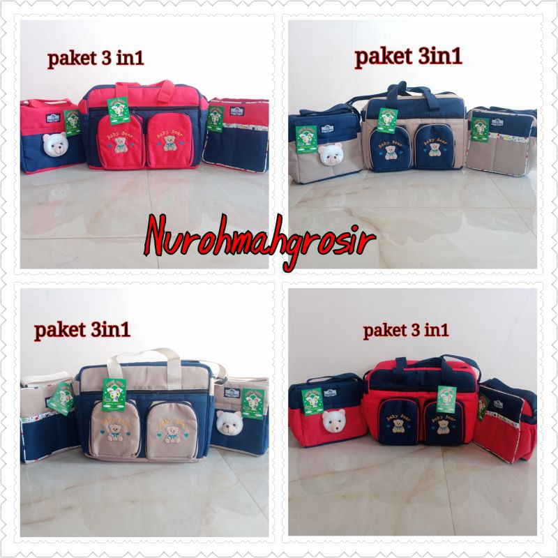 Paket 3in1, Tas bayi besar, tas bayi beruang dan tas bayi SP