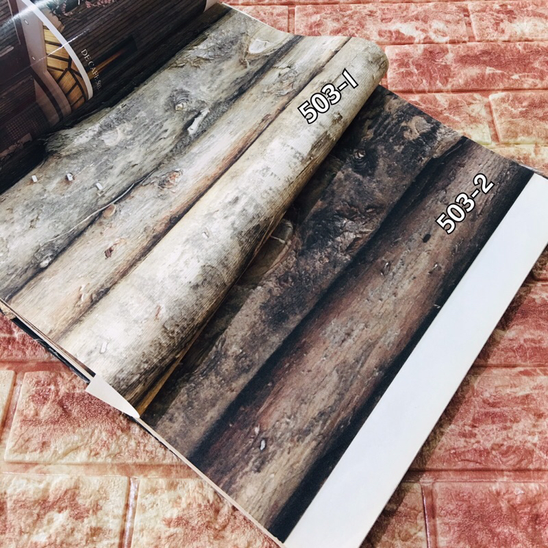 Wallpaper Dinding Motif Kayu 3D decafe