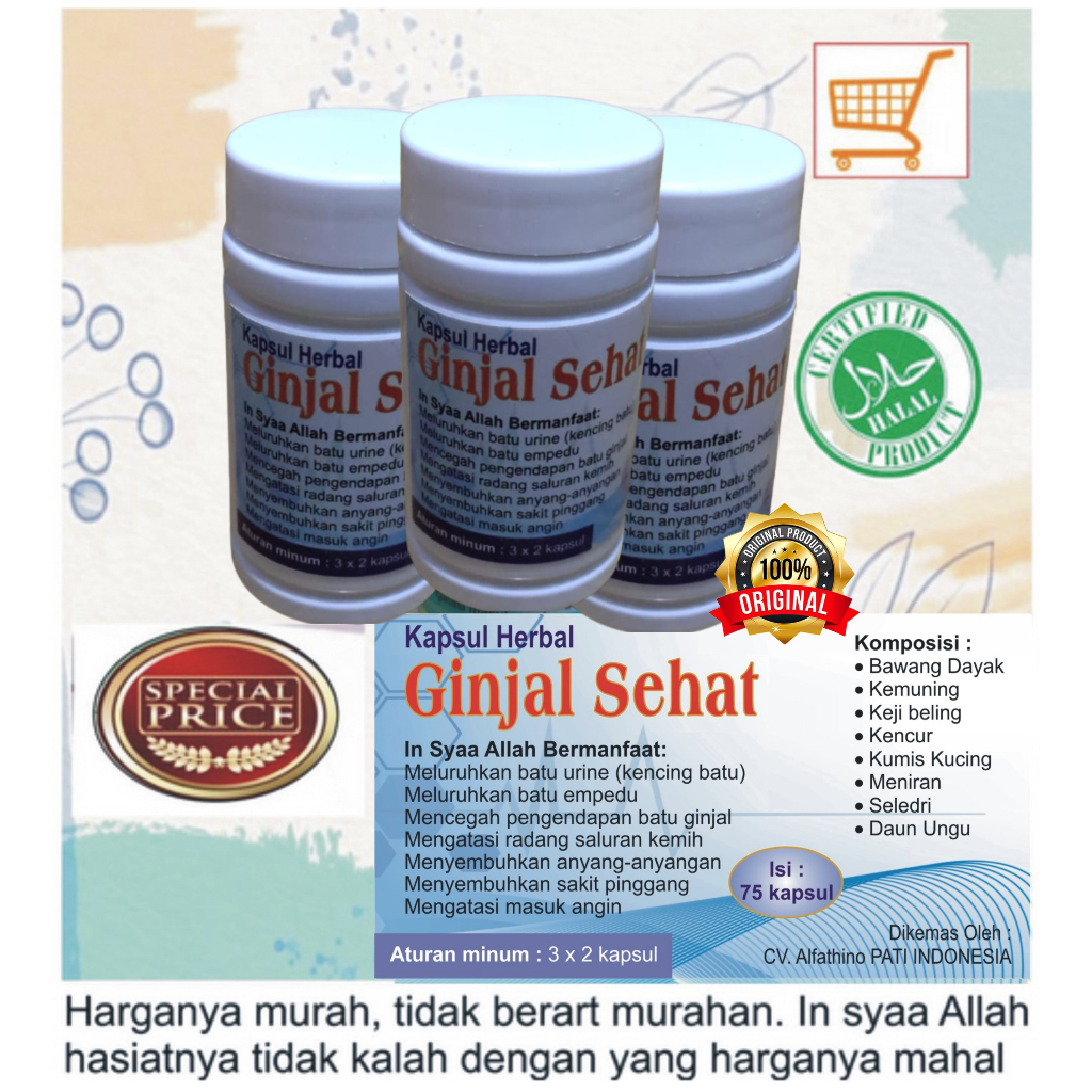 OBAT GINJAL AMAN I KAPSUL HERBAL GINJAL SEHAT I KAPSUL HERBAL UNTUK GINJAL isi 80 kapsul