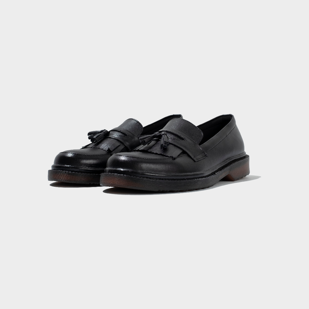 Xcloud x Satmata Sepatu Formal SlipOn Casual Pria KANSARA Kulit Asli Black