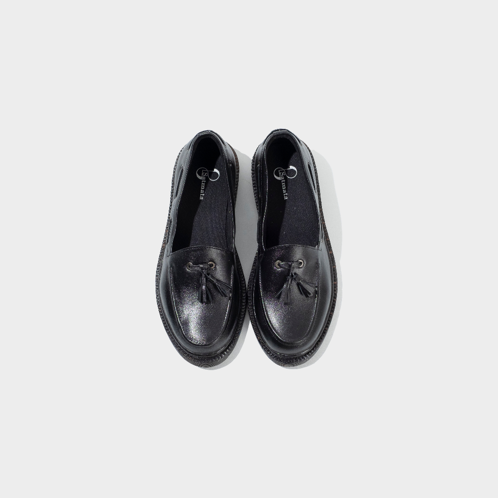 Xcloud x Satmata Sepatu Formal SlipOn Casual Pria ALSAKI Kulit Asli Black