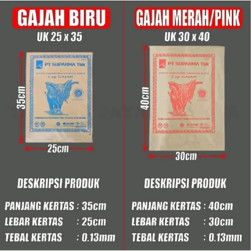 

kertas Nasi Cap Gajah Uk 25x35cm Tebal