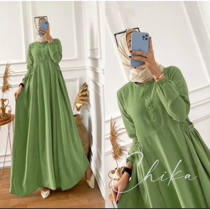 BAHAN PREMIUM / BAJU GAMIS CRINKLE CIKA DRESS M L XL