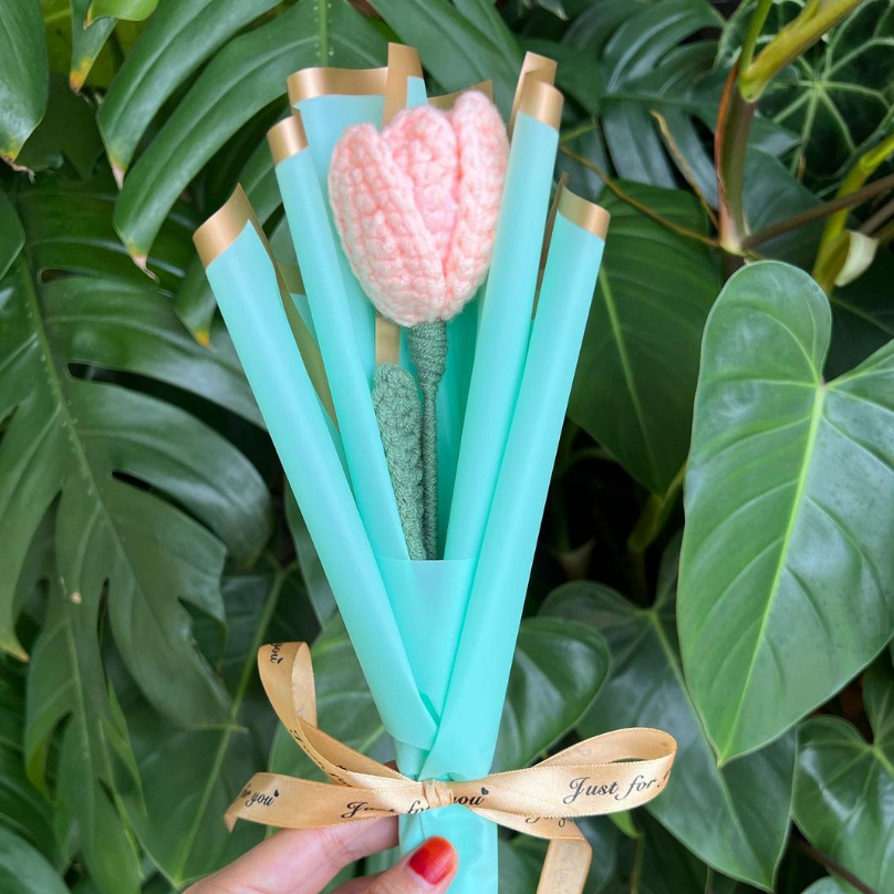 Single Crochet Tulip Bouquet - Buket Bunga Tulip Rajut | Buket Bunga Wisuda Murah