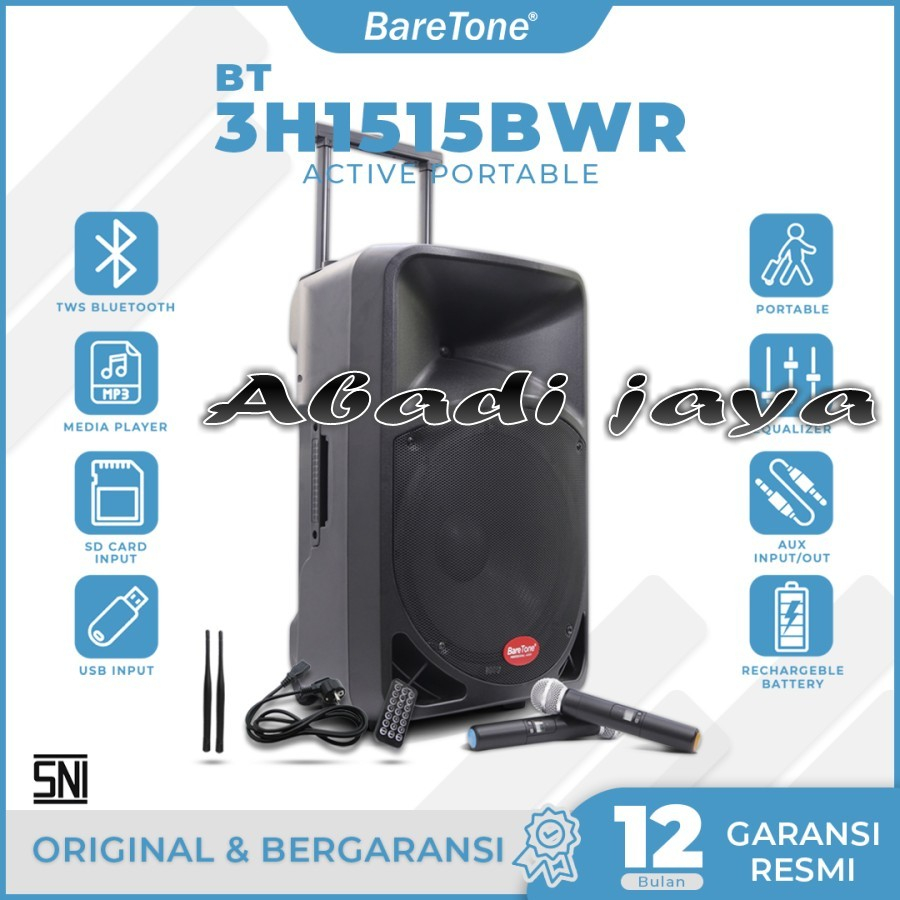 speaker portable baretone bt 3h1515bwr bt3h 1515 bwr 15 inch original