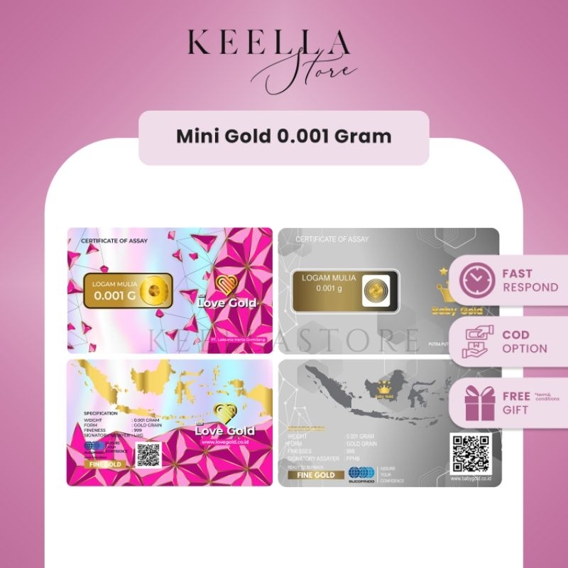 Babygold baby gold Lovegold emas 0.001gr mini 24 karat Logam mulia antam 24k gift reguler series
