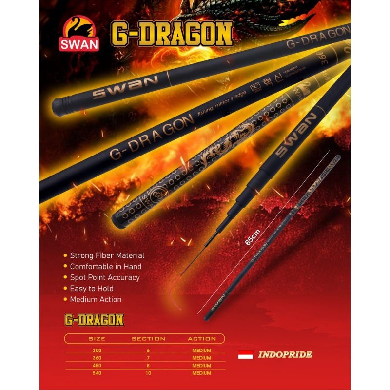 Joran Tegek Pancing Swan G Dragon 300 360 450 540 Cm Medium Action