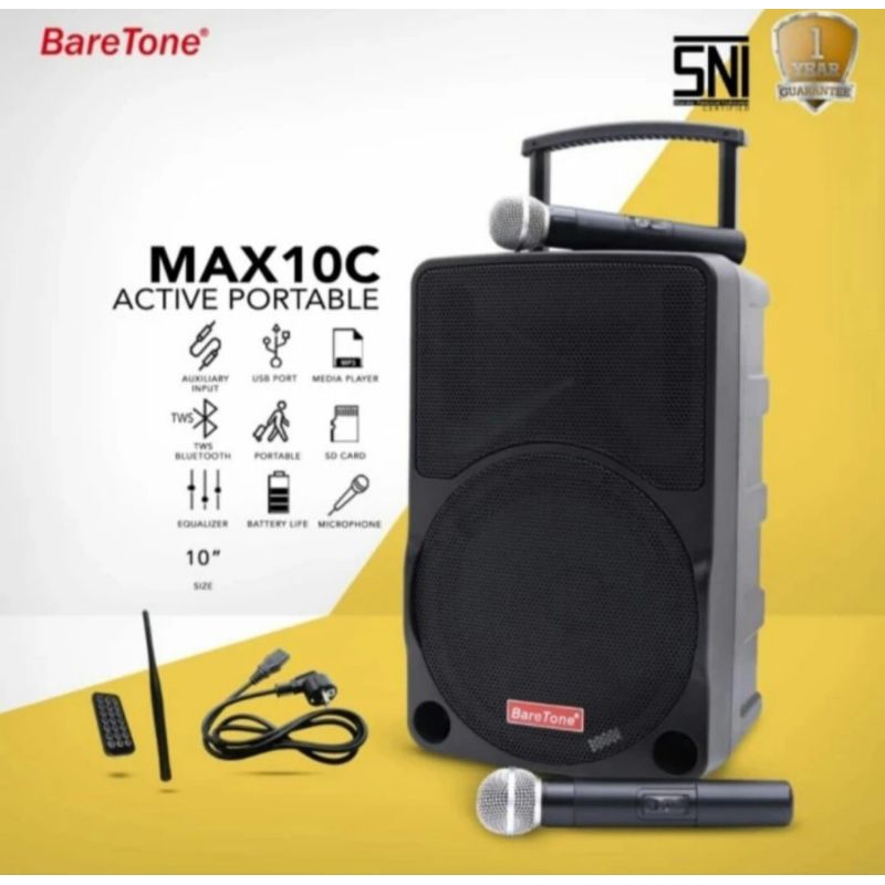 Speaker aktif portable 10 inch baretone max 10c original