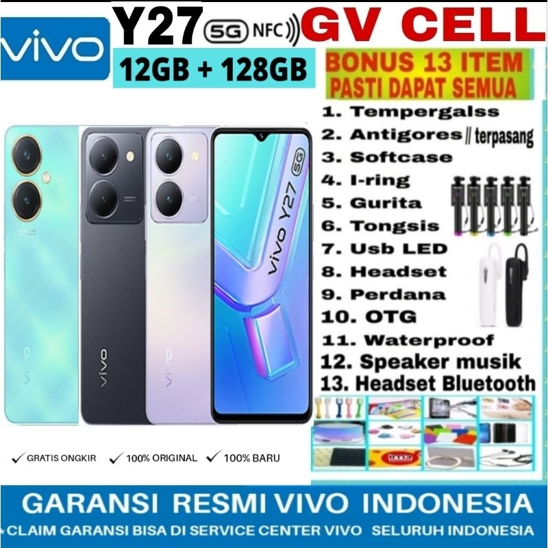 VIVO Y27 5G NFC 6/128GB & Y27 4G  RAM 16GB [8GB+8GB EXTENDED]ROM 128GB GARANSI RESMI VIVO INDONESIA