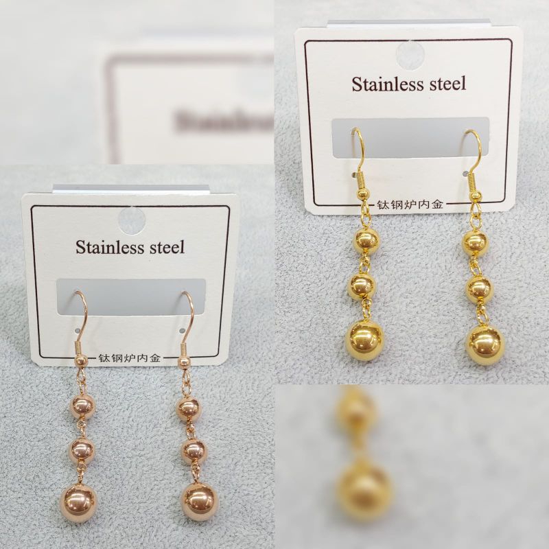 anting panjang bulat susun titanium anti karat anti luntur