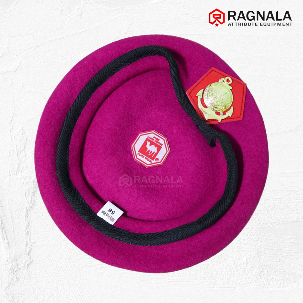 Baret Camel Marinir Ungu Satu Set Emblem