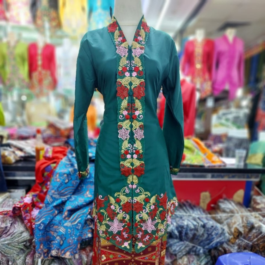 Set kebaya tunik encim bordir warna bahan katun ima premium - Jotol,