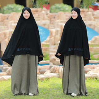Khimar Bandana Cadar Tali Jetblack Size XL by Alsyahra Exclusive