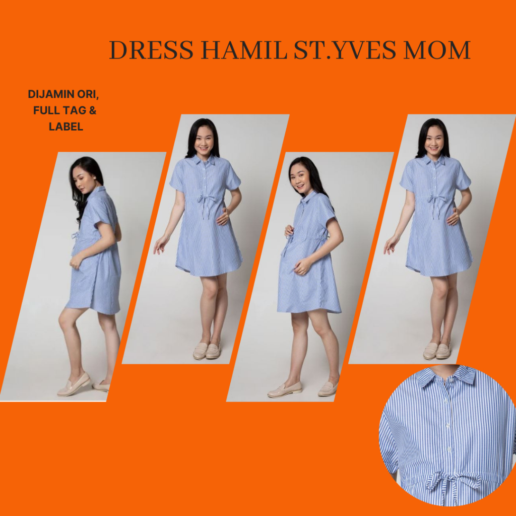 Baju Hamil Kerja dan menyusui Motif Garis-Garis St.Yves Mom By Matahari Mall/Dress Hamil Kerja/Dress