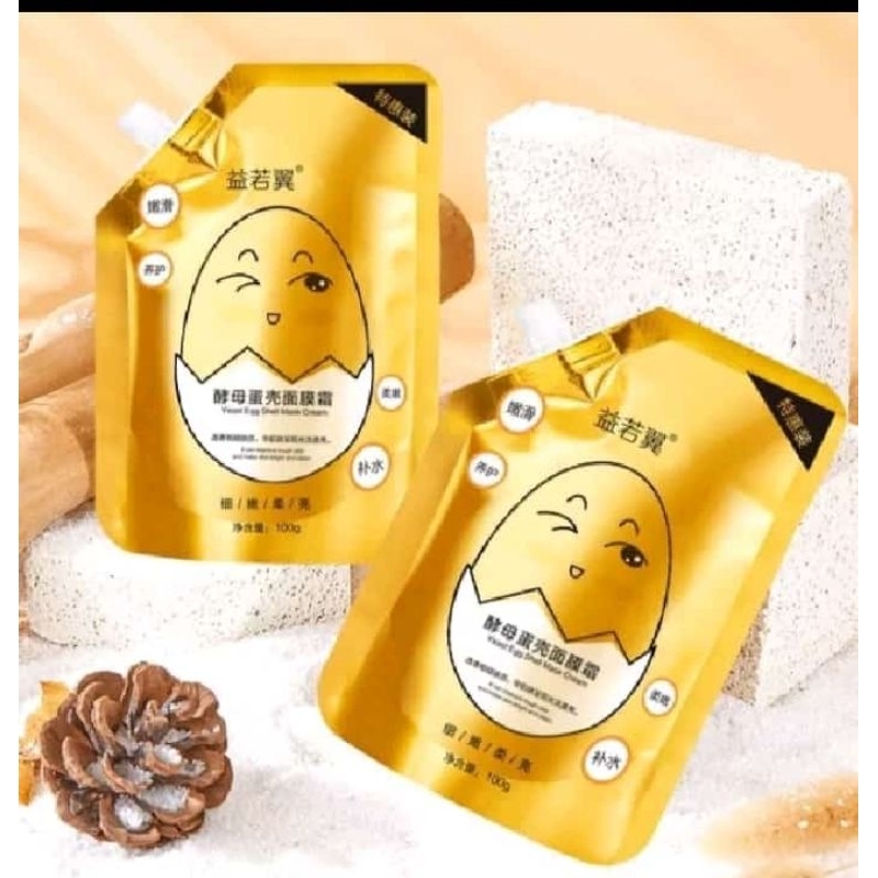 Egg Shell Yeast Mask Cream Masker wajah Telur