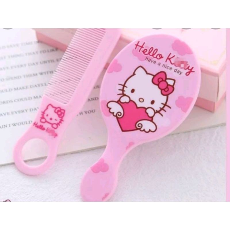 Set Sisir Karakter  Gagang Kecil + Cermin