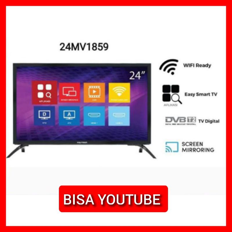 TV DIGITAL LED SMART TV POLYTRON 24 INCH 24CV1859 ORIGINAL BISA YOUTUBE