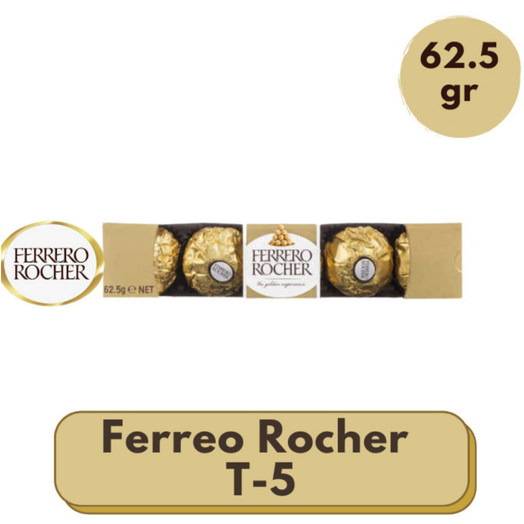 

Ferrero Rocher T5 62.5g (isi 5) Premium Chocolate Milk & Hazelnut