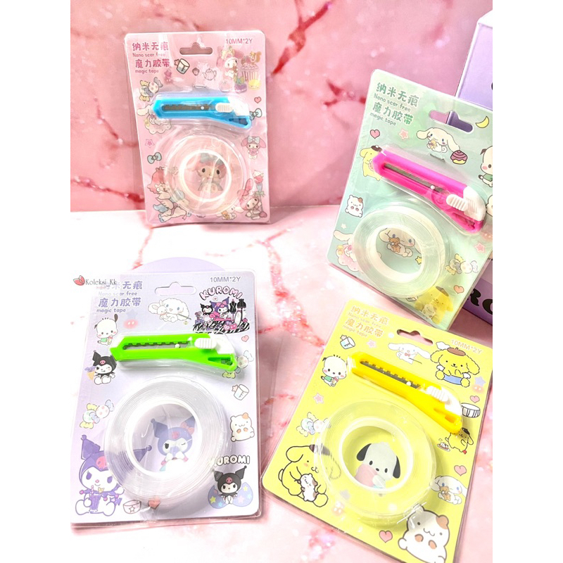 

(Koleksi Kk) PAKET SELOTIP + CUTTER SANRIO / 2 IN 1 TAPE + MINI CUTTER SANRIO WARNA WARNI PASTEL SELOTIP SOLATIP ALAT PEMOTONG KERTAS LUCU