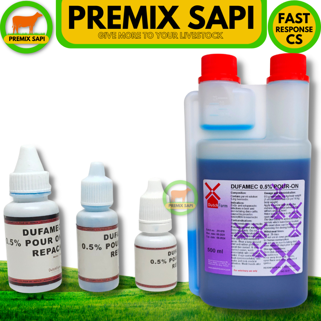 DUFAMEC POUR ON 10ml 20 ml 30ml - obat anti parasit tetes punggung - obat cacing tetes, obat parasit