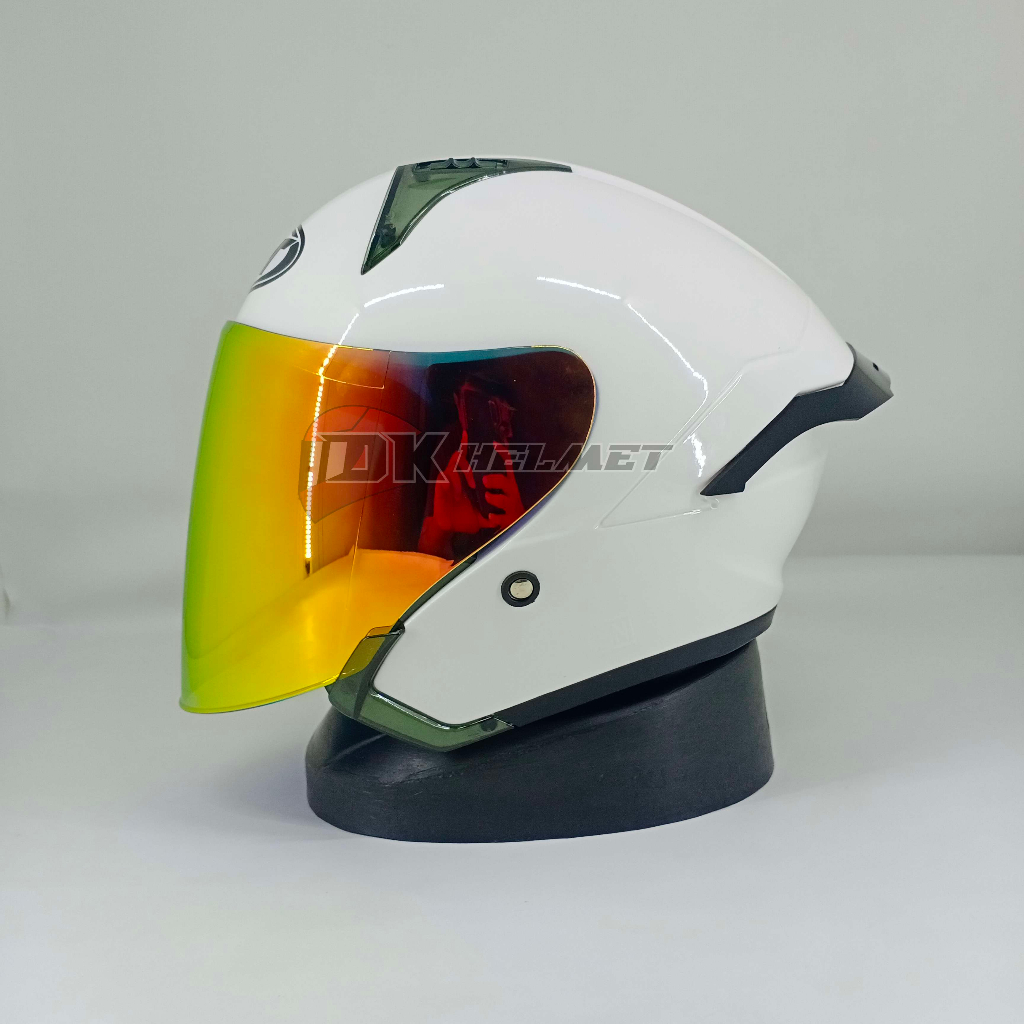 Helm Half Face DYR Subaru Solid White Glossy Paket Ganteng Sticker KYT Original bukan NFJ Solid Whit