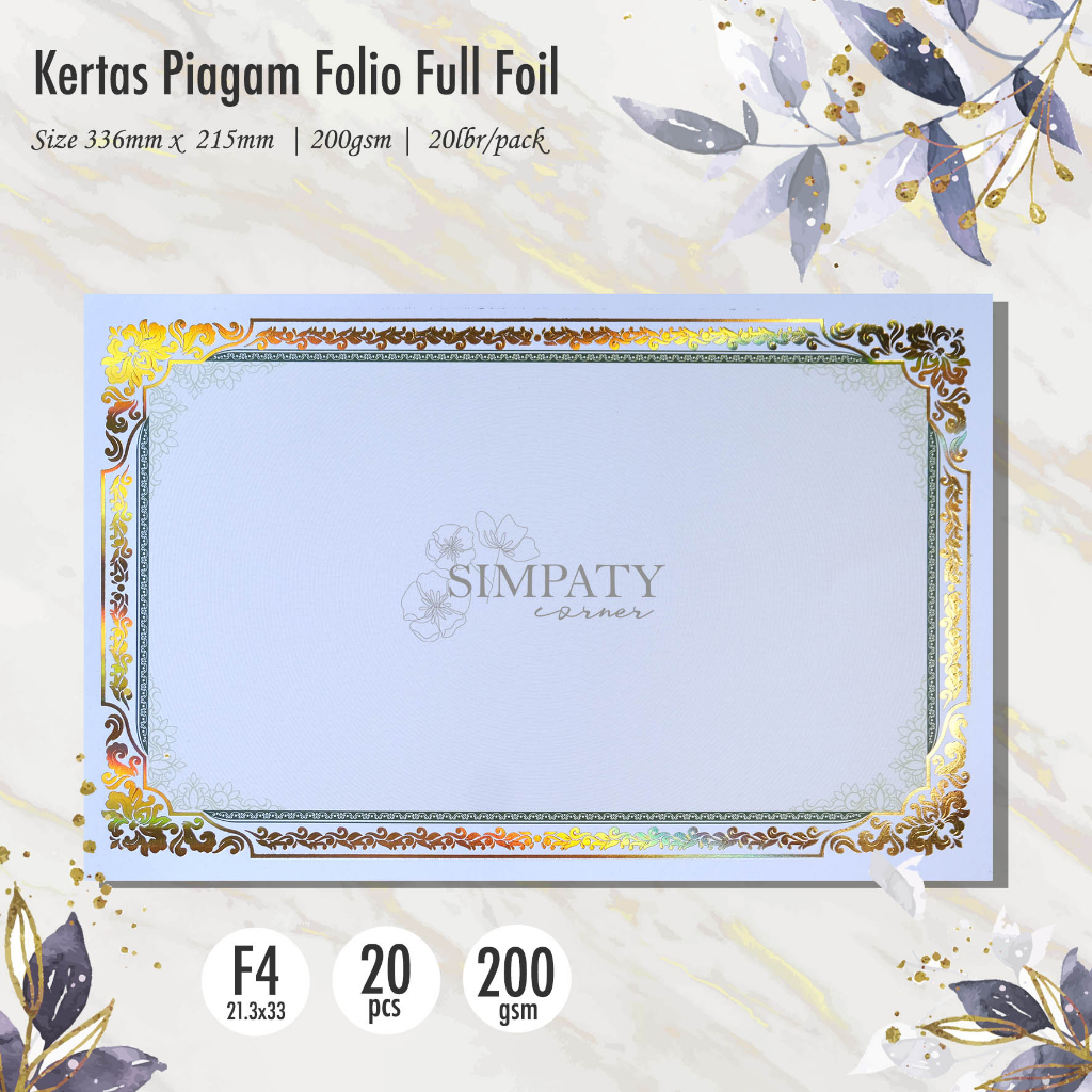 

Blanko sertifikat / kertas piagam sertifikat folio simpaty full foil emas mewah