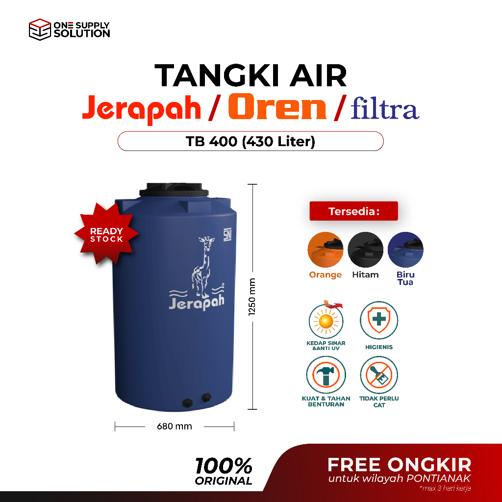 Tangki Air Jerapah/Oren/Filtra TB 400 (430 Liter)/ Tandon Air