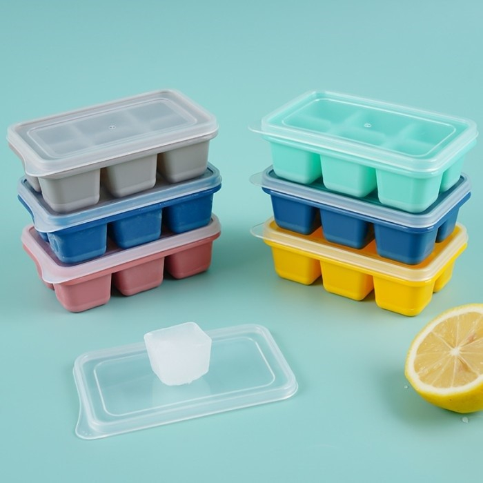 Ice cube mold alat cetak es batu puding jelly 6 kotak plus tutup EYO BC455