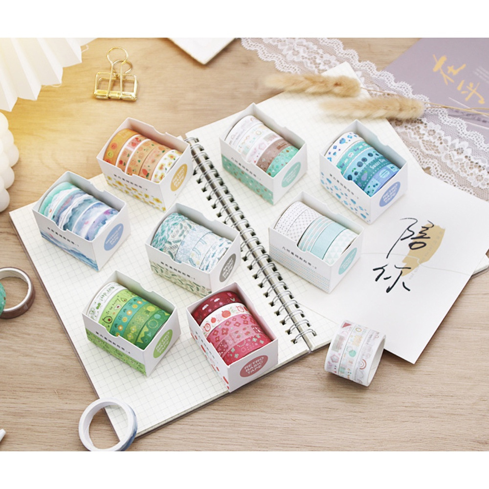 

[FS] Washi Tape Fresh Pattern 5pcs/box Bisa Ecer Decorative Stickers