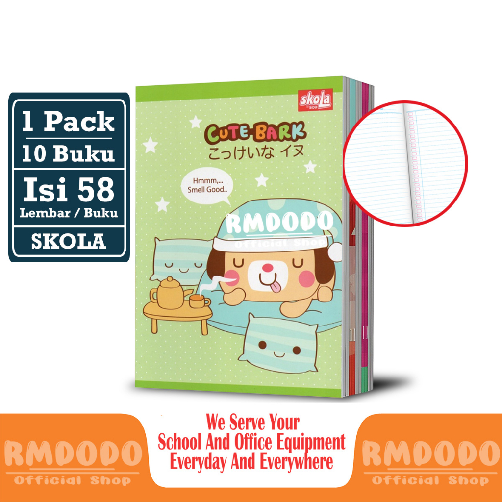 

Rmdodo - Buku Tulis Skola 58 Lembar Murah [1 Pack - 10 Pcs Buku] / Buku Tulis Sekolah Halus