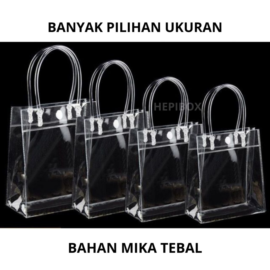 

Tas Mika Transparan / Tas Mika Souvenir / Tas Mika PVC Transparan 18 x 5.5 x 15 / Tas Mika PVC Polos / Goodiebag Hampers Souvenir Ulang Tahun Transparant Bening Murah | AC01