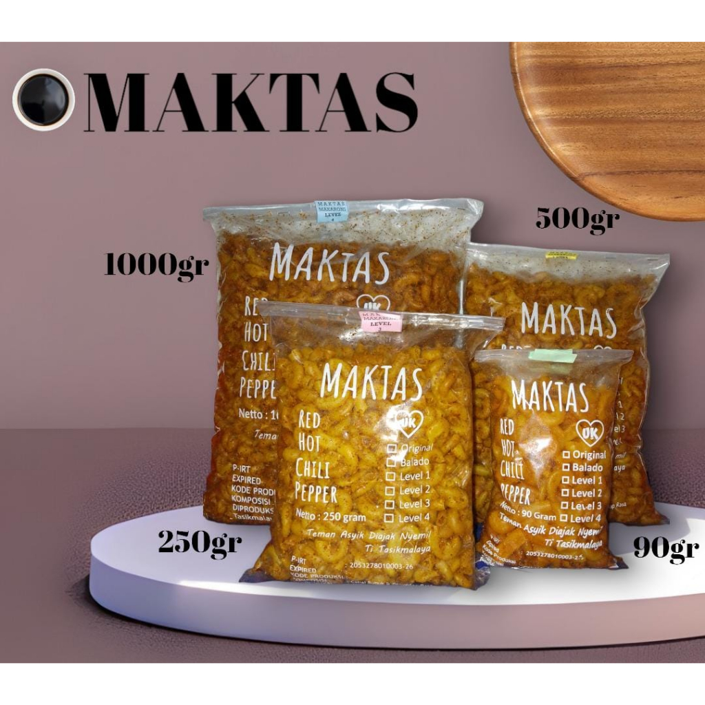 

MAKTAS 500 GRAM || Makaroni Tasikmalaya Kiloan / Snack Pedas / Makaroni Pedas