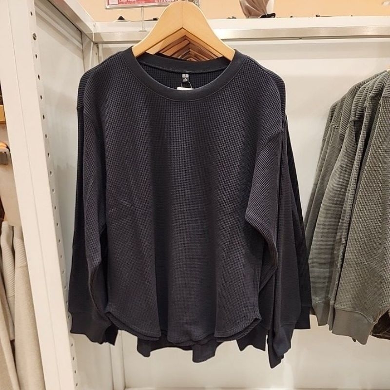 T-Shirt Waffle Lengan Panjang Uniqlo
