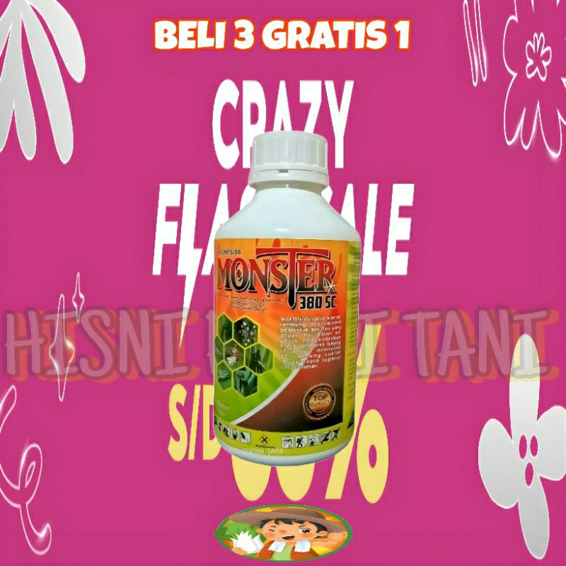 INSEKTISIDA MONSTER 380Sc 1liter/BAHAN AKTIF EMMAMECTIN BENZOAT,KLORFENAPIR,INDOSAKRAB/OBAT HAMA/OBA