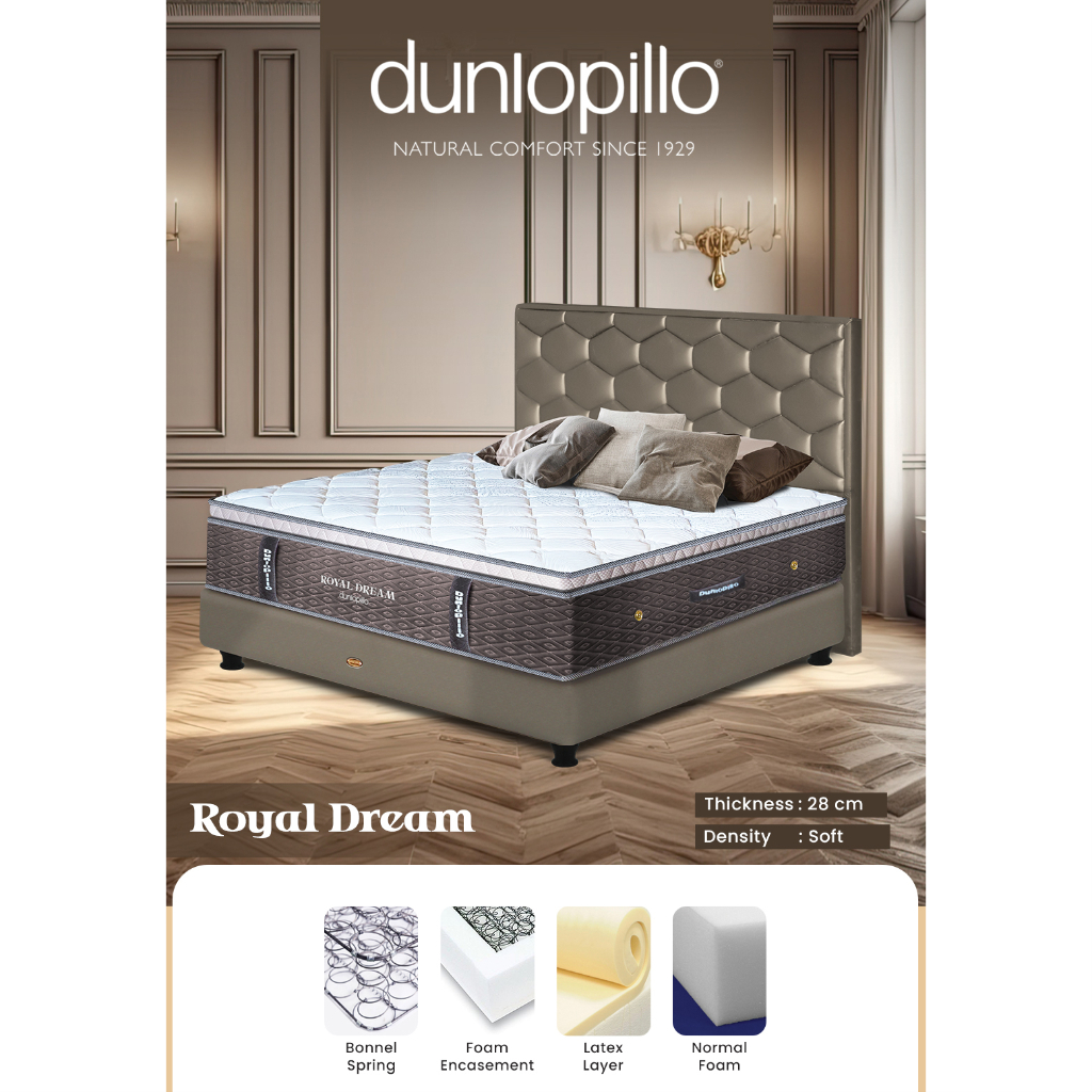 SPRINGBED ROYAL DREAM DUNLOPILLO KOMPLIT SET