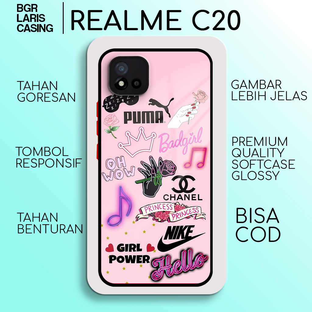 Case Realme C20 Aesthe Stiker03 Casing Realme C20 Hardcase Softcase Glossy Kesing Realme Terlaris