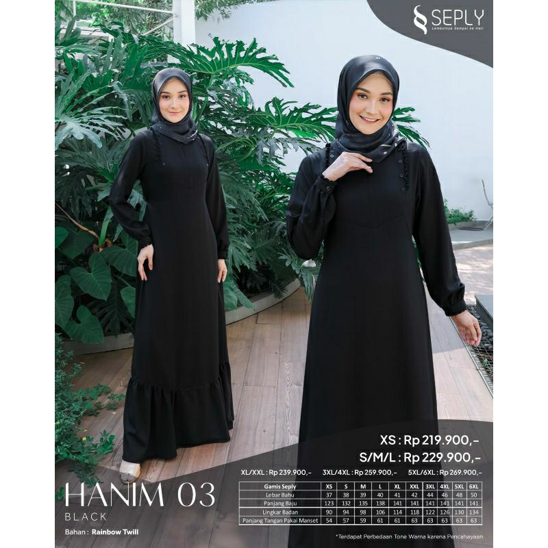 HANIM 03 BY SEPLY/GAMIS HITAM POLOS/GAMIS SEPLY