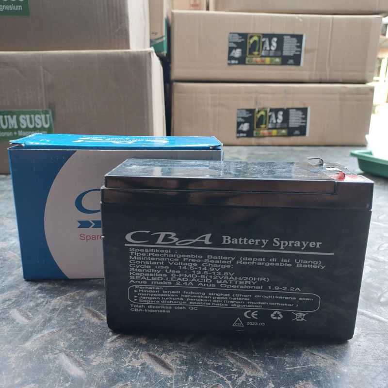 BATERAI AKI ACCU ORI CBA 8 AH 12 VOLT SPRAYER ELEKTRIK BATTERY SPRAYER CBA