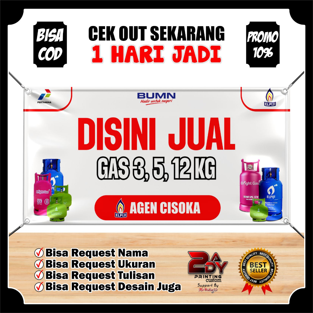 Spanduk, Banner Kecil Jual Gas Elpiji  Banner Jual Gas Elpiji 3 Kg