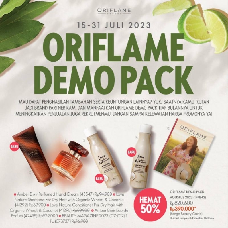 Oriflame Demopack / Love Nature Shampo Conditioner/Amber Hand Cream /Amber Elixir Eau de Parfum