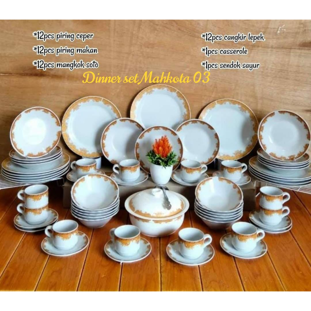 Piring set mahkota mangkok set mahkota gelas set mahkota/dinner set mahkota 03