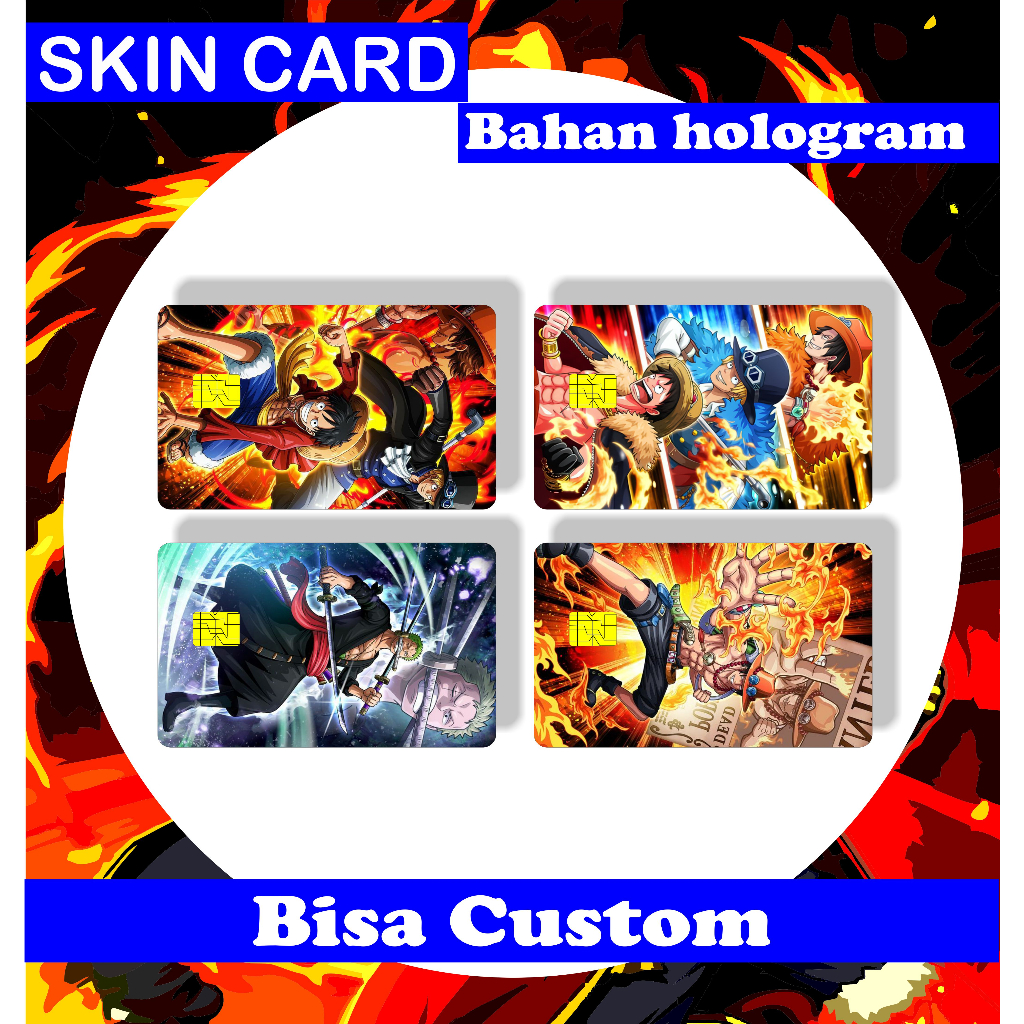 

Stiker Sticker kartu Atm Special hologram One Peace Etoll Emoney Brizzi Flazz Custom