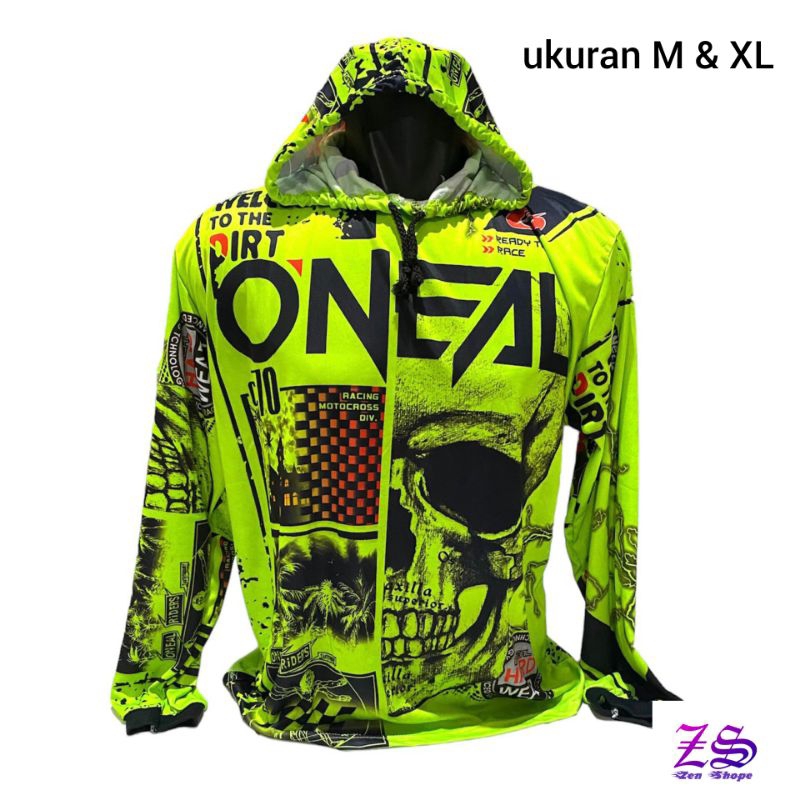 JERSEY MOTOCROSS BAJU TRAIL FULL PRINTING LENGAN PANJANG KUPLUK/TOPI DEWASA UKURAN M DAN XL