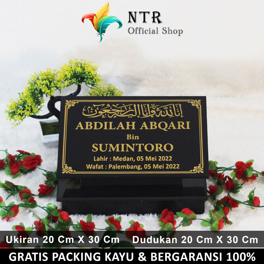Dudukan Batu Nisan Makam Lengkap Kuburan Kijing Maesan Full Set Ukiran Granit Marmer Keramik Hitam P