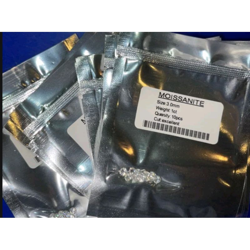 Berlian Tabur 3 mm Moissanite Round 1ct isi 10 pcs Colour White DE VVS1 Diamond Quality cut super ex